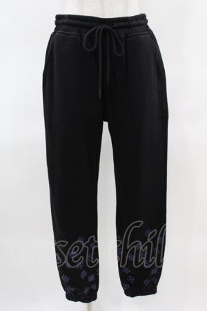 画像: NieR Clothing / プリントSWEAT PANTS  黒 H-25-03-28-1006-PU-PA-KB-ZH