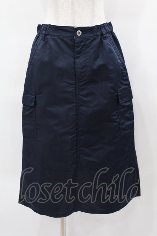 画像1: Jane Marple Dans Le Salon / Denim＆nylon twill flight skirt  indigo×navy H-25-03-28-1059-JM-SK-KB-ZH (1)