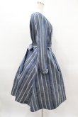 画像3: Jane Marple / Ribbon stripe jacquardのパプリックドレス  ブルーグレー H-25-03-28-1024-JM-OP-KB-ZT115 (3)