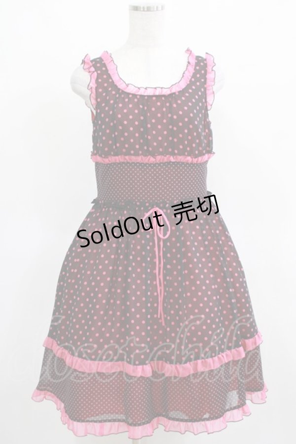 画像1: MILK / pop dots dress  黒×ピンク H-25-03-28-016-ML-OP-KB-ZH (1)