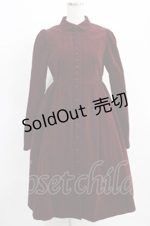 画像: EXCENTRIQUE / ピンタック別珍ワンピース 0(S) バーガンディ H-25-03-29-001-EL-OP-KB-ZH