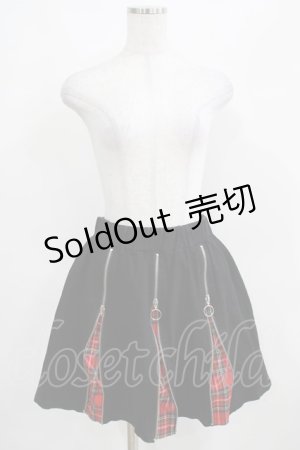 画像: LISTEN FLAVOR / トリプルZIPスカート  ブラック H-25-03-29-024-PU-SK-KB-ZH