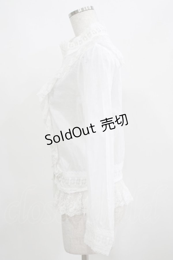 画像2: Jane Marple Dans Le Salon / レースとピンタックのブラウス  白 H-25-03-29-046-JM-BL-KB-ZH (2)