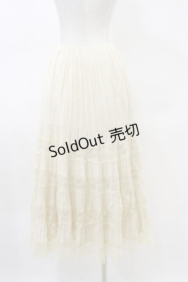 画像2: an another angelus / レース切替ティアードロングスカート Free IVORY H-25-03-29-1058-CA-SK-NS-ZH (2)