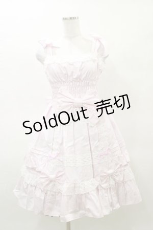 画像: Angelic Pretty / リボンシャーリングジャンパースカート Free ピンク H-25-03-29-1083-AP-OP-NS-ZH