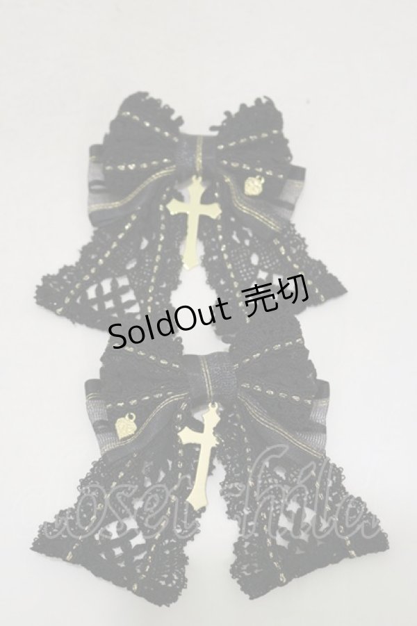 画像1: BABY,THE STARS SHINE BRIGHT / Maria de la Croixリボンクリップ  ブラック H-25-03-29-1016-BA-AC-NS-ZH (1)