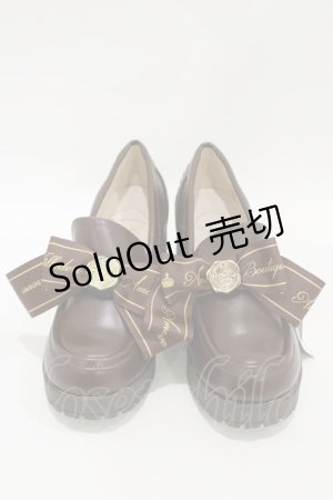 画像: Amavel / メッセージリボン付ローファーパンプス M ブラウン H-25-03-29-1034-CA-SH-NS-ZH