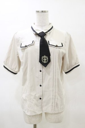画像: axes femme / ミリタリー風タイ付ブラウス M アイボリー/ブラック H-25-03-29-1048-AX-BL-NS-ZH