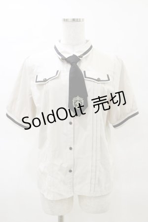 画像: axes femme / ミリタリー風タイ付ブラウス M アイボリー/ブラック H-25-03-29-1048-AX-BL-NS-ZH