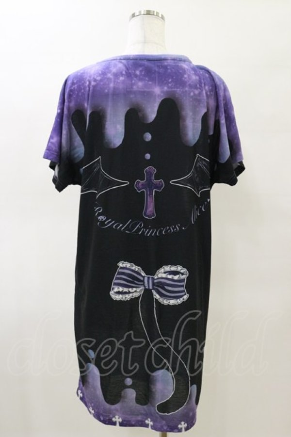 画像2: Royal Princess Alice / RuRu cat総柄ワンピースTシャツ free ブラック/パープル H-25-03-29-1049-LO-OP-IW-ZH (2)