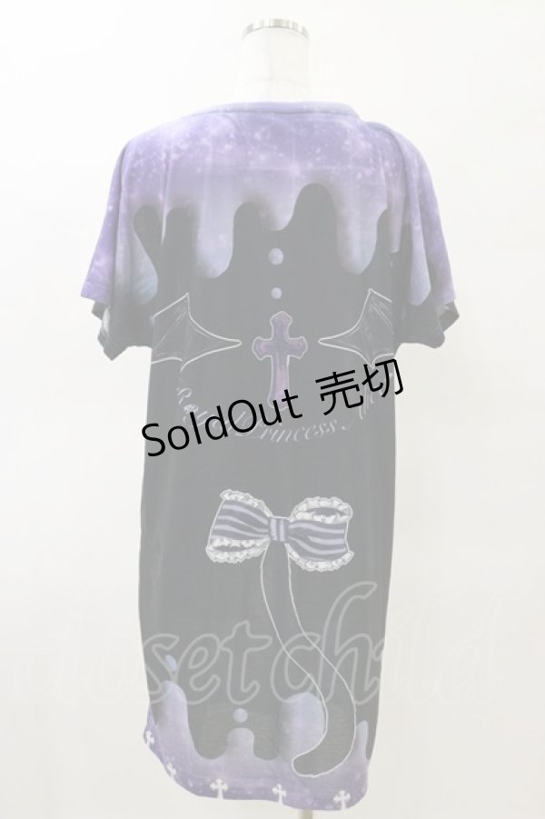 画像2: Royal Princess Alice / RuRu cat総柄ワンピースTシャツ free ブラック/パープル H-25-03-29-1049-LO-OP-IW-ZH (2)