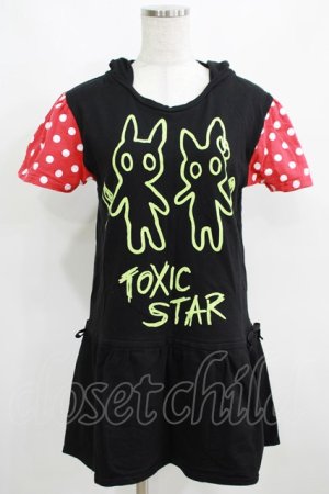 画像: TOXIC STAR / ドット切替ツノフードチュニック  黒×赤 H-25-03-29-056-PU-TO-KB-ZH