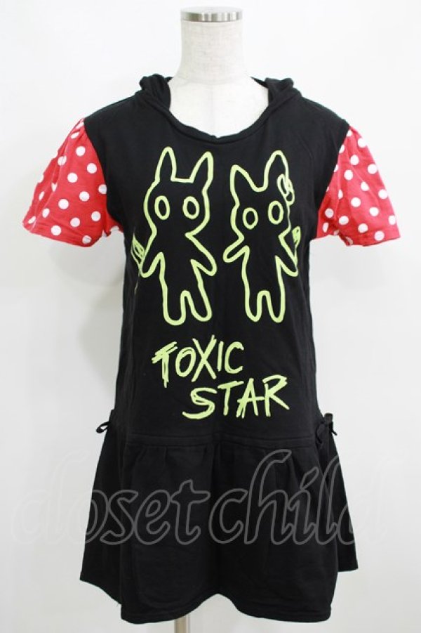 画像1: TOXIC STAR / ドット切替ツノフードチュニック  黒×赤 H-25-03-29-056-PU-TO-KB-ZH (1)