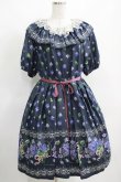 画像1: Leur Getter / Elegant Flower袖付きワンピース L(トールサイズ) ネイビー H-25-03-29-006-LU-OP-KB-ZH (1)
