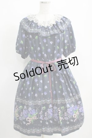 画像: Leur Getter / Elegant Flower袖付きワンピース L(トールサイズ) ネイビー H-25-03-29-006-LU-OP-KB-ZH