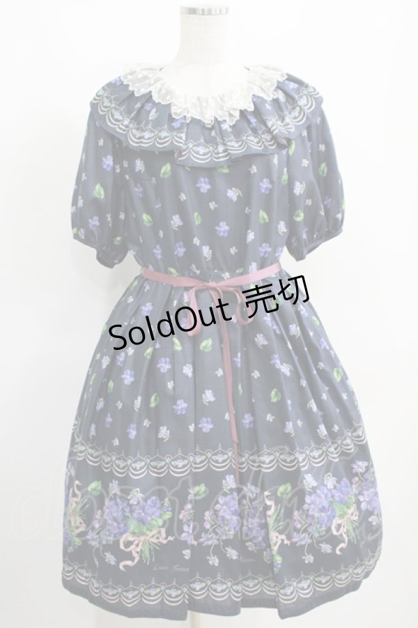 画像1: Leur Getter / Elegant Flower袖付きワンピース L(トールサイズ) ネイビー H-25-03-29-006-LU-OP-KB-ZH (1)