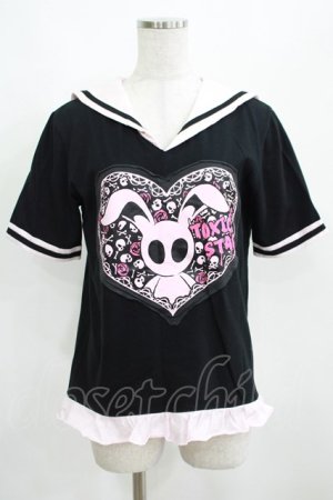 画像: TOXIC STAR / セーラーカットソー  黒×ピンク H-25-03-29-062-PU-TO-KB-ZH