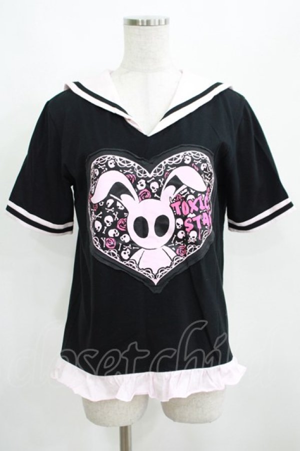 画像1: TOXIC STAR / セーラーカットソー  黒×ピンク H-25-03-29-062-PU-TO-KB-ZH (1)