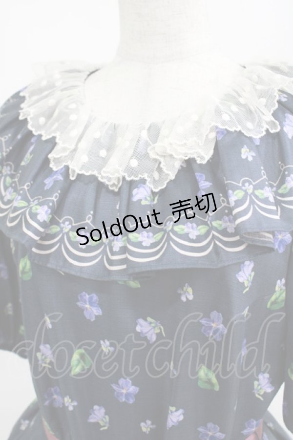 画像5: Leur Getter / Elegant Flower袖付きワンピース L(トールサイズ) ネイビー H-25-03-29-006-LU-OP-KB-ZH (5)
