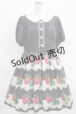 画像: Leur Getter / Antique Lace Strawberry袖付きワンピース L(トールサイズ) ブラック H-25-03-29-009-LU-OP-KB-ZH