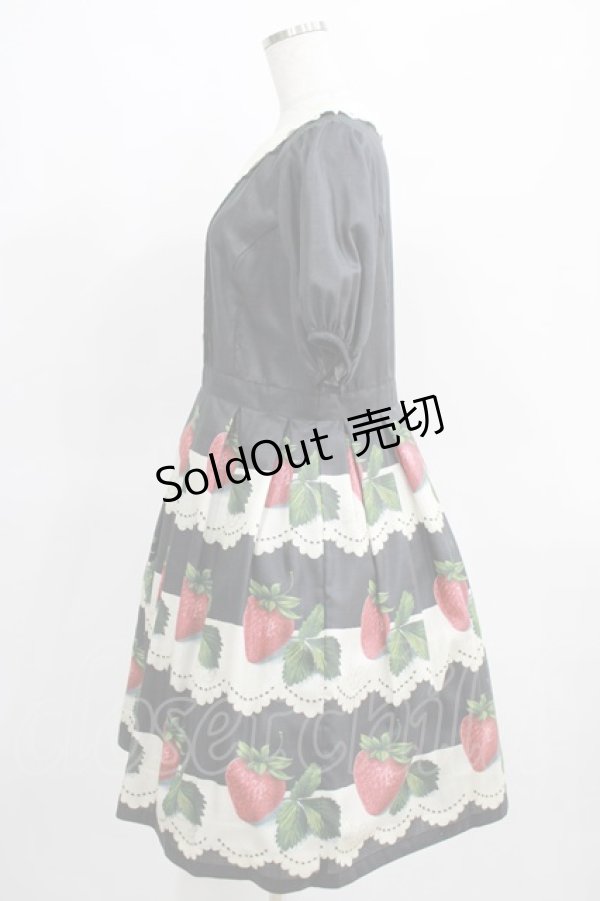 画像2: Leur Getter / Antique Lace Strawberry袖付きワンピース L(トールサイズ) ブラック H-25-03-29-009-LU-OP-KB-ZH (2)