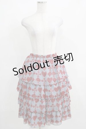 画像: Leur Getter / トランプモチーフシフォンスカート  ブルー H-25-03-29-018-LU-SK-KB-ZH