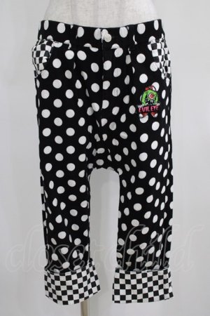 画像: LISTEN FLAVOR / ドット×ブロックチェックサルエルパンツ  黒×白 H-25-03-29-023-PU-PA-KB-ZH