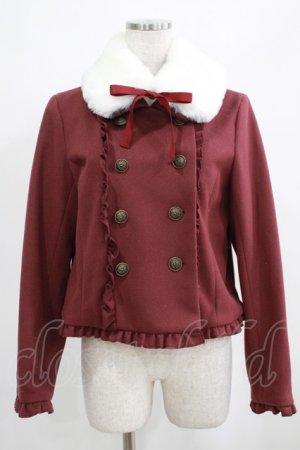 画像: axes femme kawaii / ファー襟付きショートコート M ワイン H-25-03-30-030-AX-JA-NS-ZT-C057