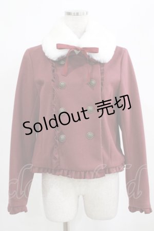 画像: axes femme kawaii / ファー襟付きショートコート M ワイン H-25-03-30-030-AX-JA-NS-ZT-C057