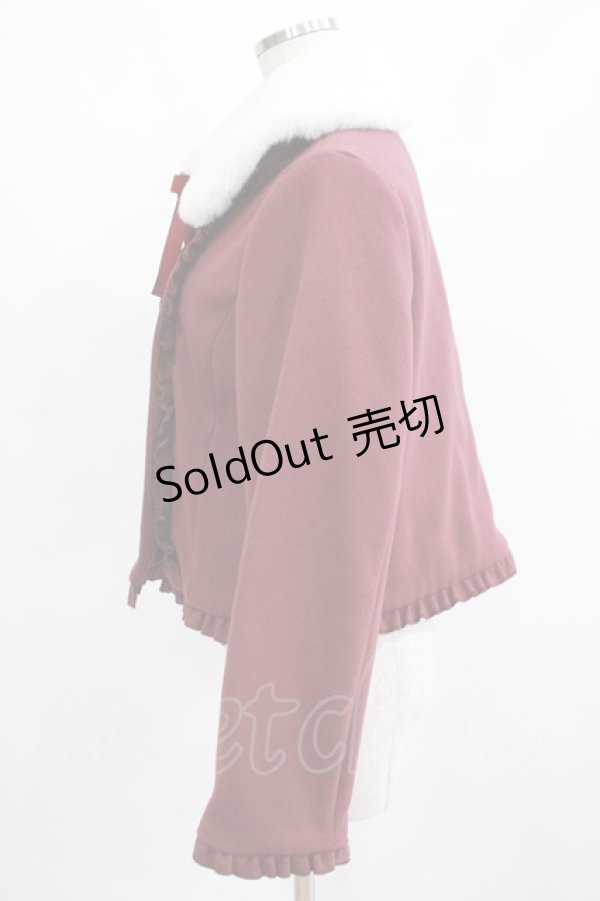 画像2: axes femme kawaii / ファー襟付きショートコート M ワイン H-25-03-30-030-AX-JA-NS-ZT-C057 (2)