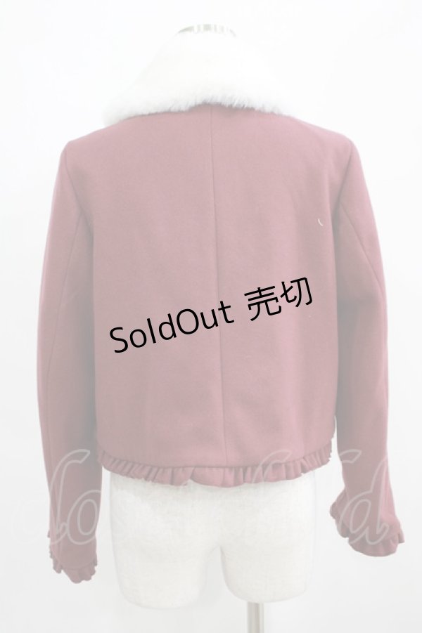 画像3: axes femme kawaii / ファー襟付きショートコート M ワイン H-25-03-30-030-AX-JA-NS-ZT-C057 (3)