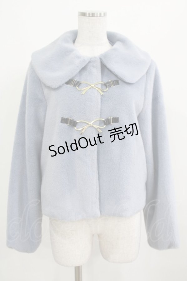 画像1: axes femme POETIQUE / リボン金具ファーコート M ブルー H-25-03-30-033-AX-CO-NS-ZH (1)