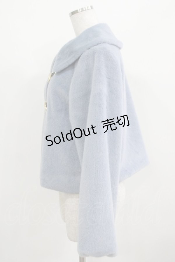 画像2: axes femme POETIQUE / リボン金具ファーコート M ブルー H-25-03-30-033-AX-CO-NS-ZH (2)