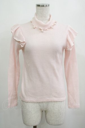 画像: MILK / ANGEL フリルハイネックニット  ピンク H-25-03-30-1032-ML-TO-KB-ZT105