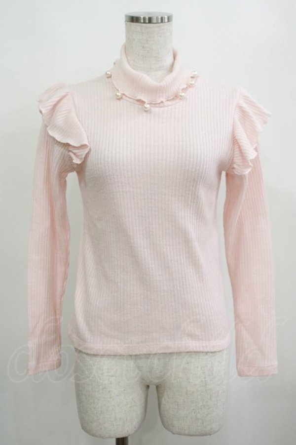 画像1: MILK / ANGEL フリルハイネックニット  ピンク H-25-03-30-1032-ML-TO-KB-ZT105 (1)