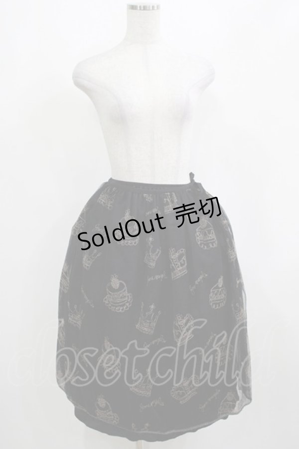 画像5: Jane Marple / 王冠ケーキ刺繍チュールスカート  黒 H-25-03-30-1004-JM-SK-KB-ZH (5)