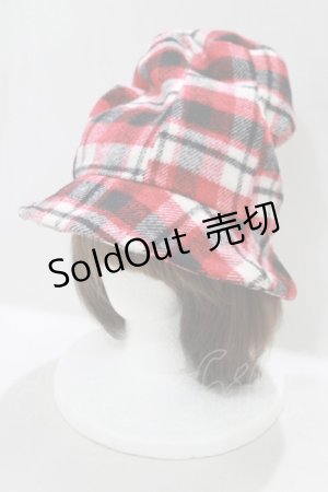 画像: 【SALE】Jane Marple / ウールチェックハット  赤 H-25-03-30-1066-JM-AC-KB-ZT087