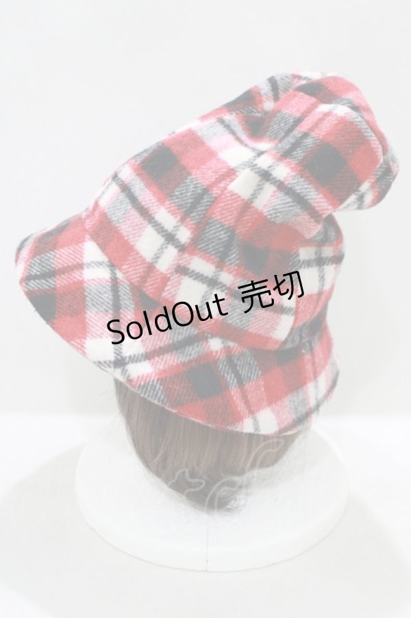 画像2: 【SALE】Jane Marple / ウールチェックハット  赤 H-25-03-30-1066-JM-AC-KB-ZT087 (2)