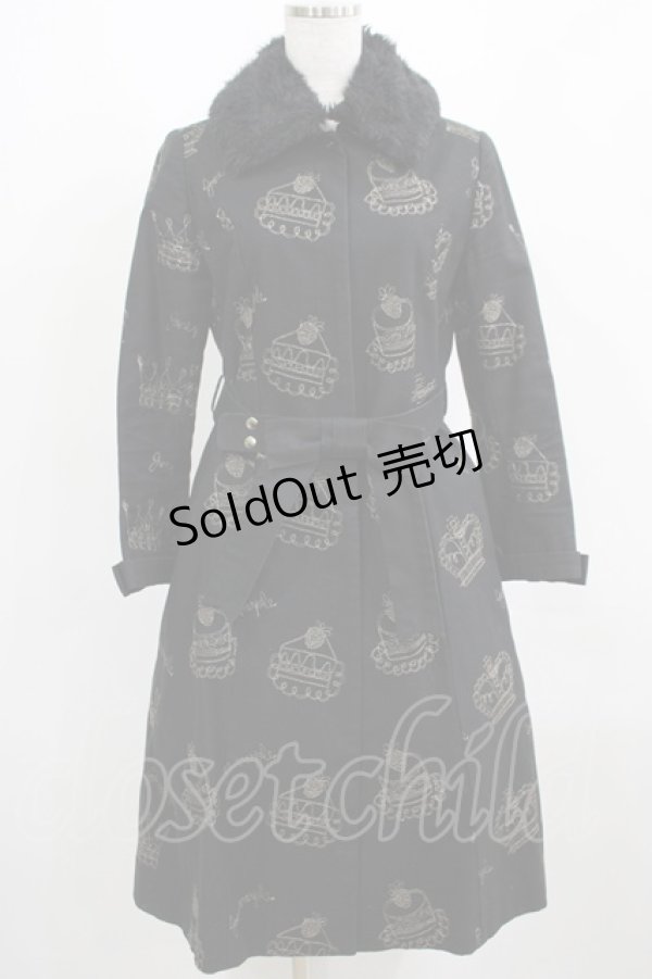 画像1: Jane Marple / 王冠ケーキ刺繍コート  黒 H-25-03-30-1007-JM-CO-KB-ZH (1)