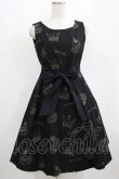 画像1: Jane Marple / 王冠ケーキ刺繍ジャンパースカート  黒 H-25-03-30-1002-JM-OP-KB-ZH (1)