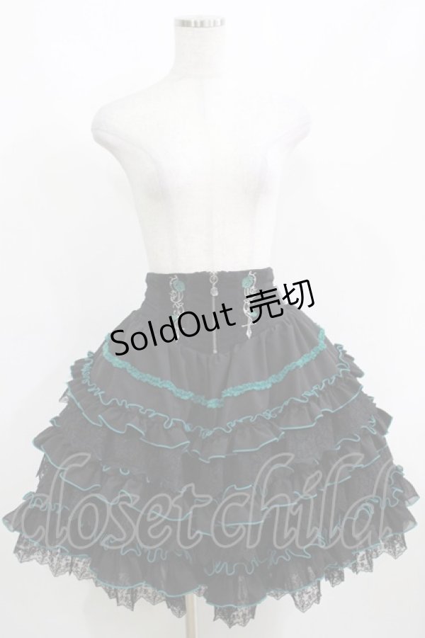 画像5: Ozz oneste / 薔薇刺繍レースフリルスカート  黒×緑 H-25-03-30-1012-OO-SK-KB-ZH (5)