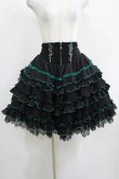 画像1: Ozz oneste / 薔薇刺繍レースフリルスカート  黒×緑 H-25-03-30-1012-OO-SK-KB-ZH (1)