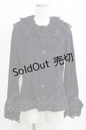 画像: Jane Marple / ローズレースフリルブラウス  黒 H-25-03-30-1025-JM-BL-KB-ZH