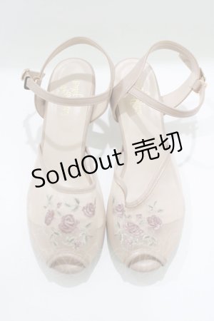 画像: an another angelus / ローズ刺繍メッシュサンダル L ベージュ H-25-03-30-080-CA-SH-NS-ZH