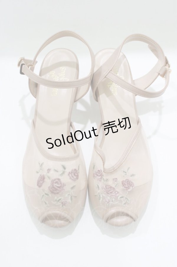 画像1: an another angelus / ローズ刺繍メッシュサンダル L ベージュ H-25-03-30-080-CA-SH-NS-ZH (1)