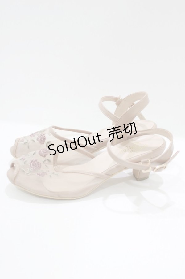 画像2: an another angelus / ローズ刺繍メッシュサンダル L ベージュ H-25-03-30-080-CA-SH-NS-ZH (2)