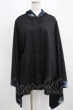 画像: NieR Clothing / 着物風袖フードシャツ  黒 H-25-03-31-046-PU-BL-KB-ZH