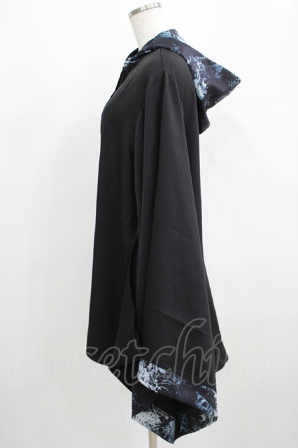 画像2: NieR Clothing / 着物風袖フードシャツ  黒 H-25-03-31-046-PU-BL-KB-ZH (2)