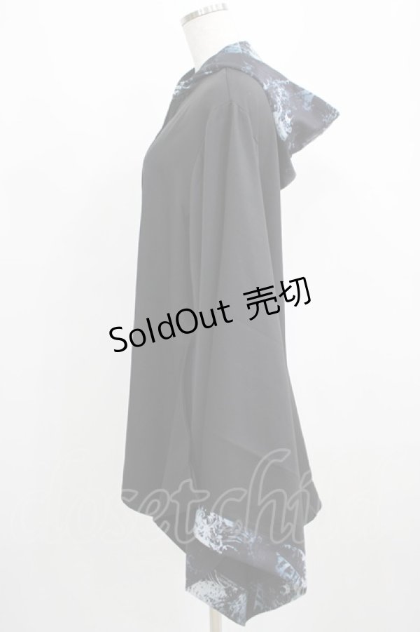 画像2: NieR Clothing / 着物風袖フードシャツ  黒 H-25-03-31-046-PU-BL-KB-ZH (2)