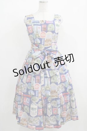 画像: Jane Marple / Memories of Parisスクエアドレス  ブルー H-25-03-31-006-JM-OP-KB-ZH